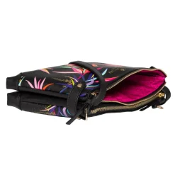 Sara Miller London Zip Floral Patterned Cross Body in Black