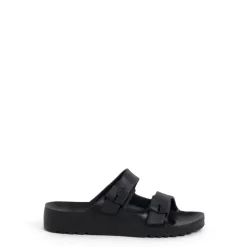 Scholl Bahia Flatform Slide Sandals in Black