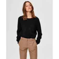 Selected Femme Knit Top in Black