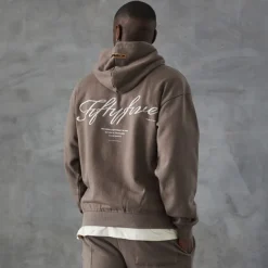 Series 55 Versus Front Back Logo Hoodie in Brown
