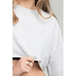 SikSilk Cropped Sweatshirt in Grey