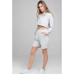 SikSilk Cropped Sweatshirt in Grey