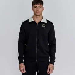 SikSilk Regular Fit Crest Athletic Top in Black