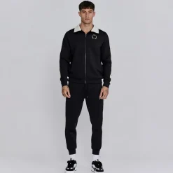 SikSilk Regular Fit Crest Athletic Top in Black