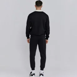 SikSilk Regular Fit Crest Athletic Top in Black