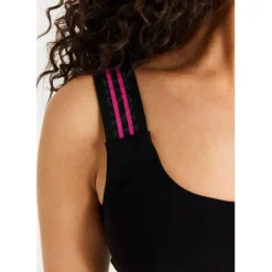 SikSilk Tape One Shoulder Cropped Bralette in Black