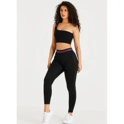 SikSilk Tape One Shoulder Cropped Bralette in Black