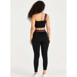 SikSilk Tape One Shoulder Cropped Bralette in Black
