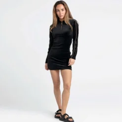 SikSilk Zip Neck Mini Bodycon Dress in Black