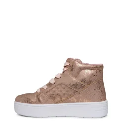 Skechers Girls Hi Top Platform Snake Skin Sneakers in Silver