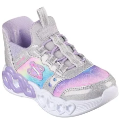 Skechers Heart Graphic Low Top Running Sneakers in Silver