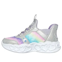 Skechers Heart Graphic Low Top Running Sneakers in Silver