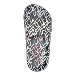 Skechers James Goldcrown Heart Print Slides Girls in Black