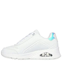 Skechers Lace Up Lateral Zip Sneaker W Holog Low Top Trainers Girls in White