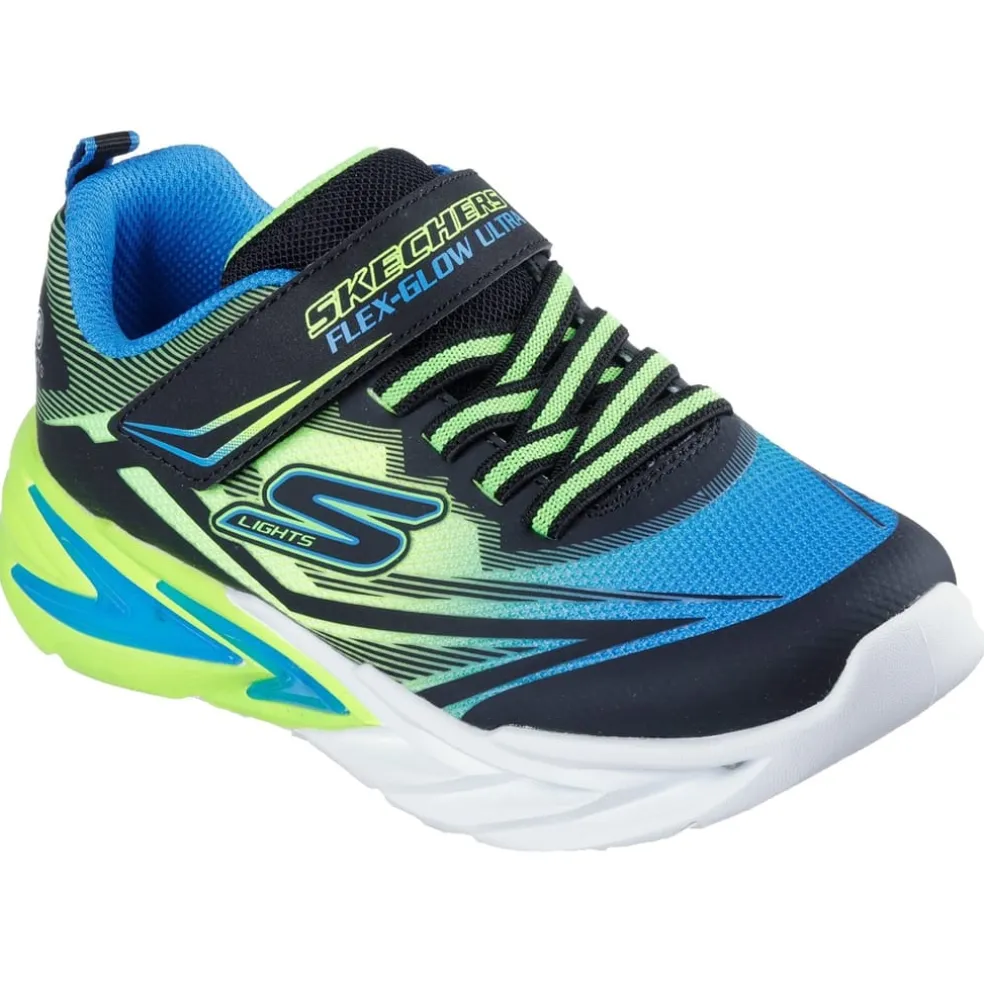 Skechers Lighted Gore And Strap Sneaker W Mids Light Up Trainers Boys in Black