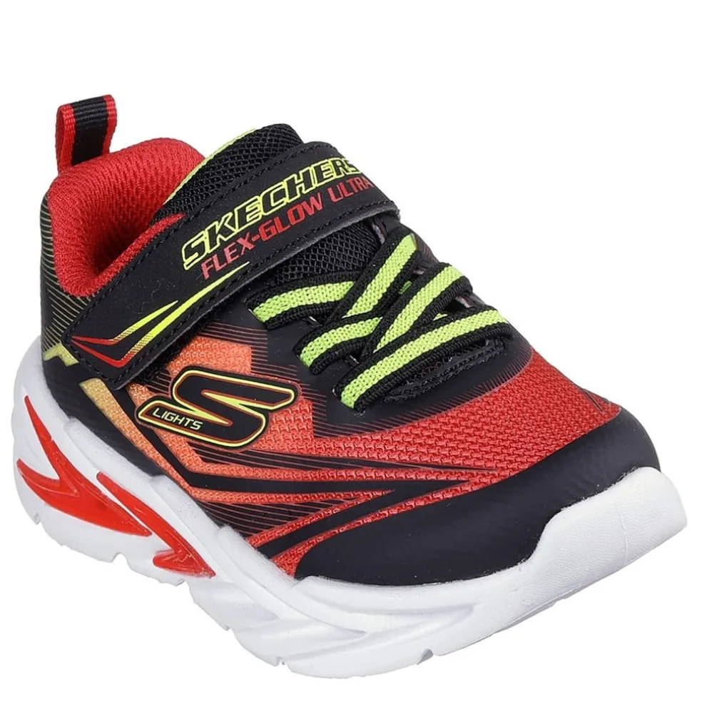 Skechers Lighted Gore And Strap Sneaker W Mids Light Up Trainers Boys in Black