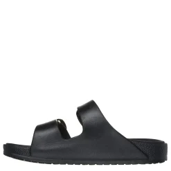 Skechers Molded Double Band Flat Slide Sandals in Black