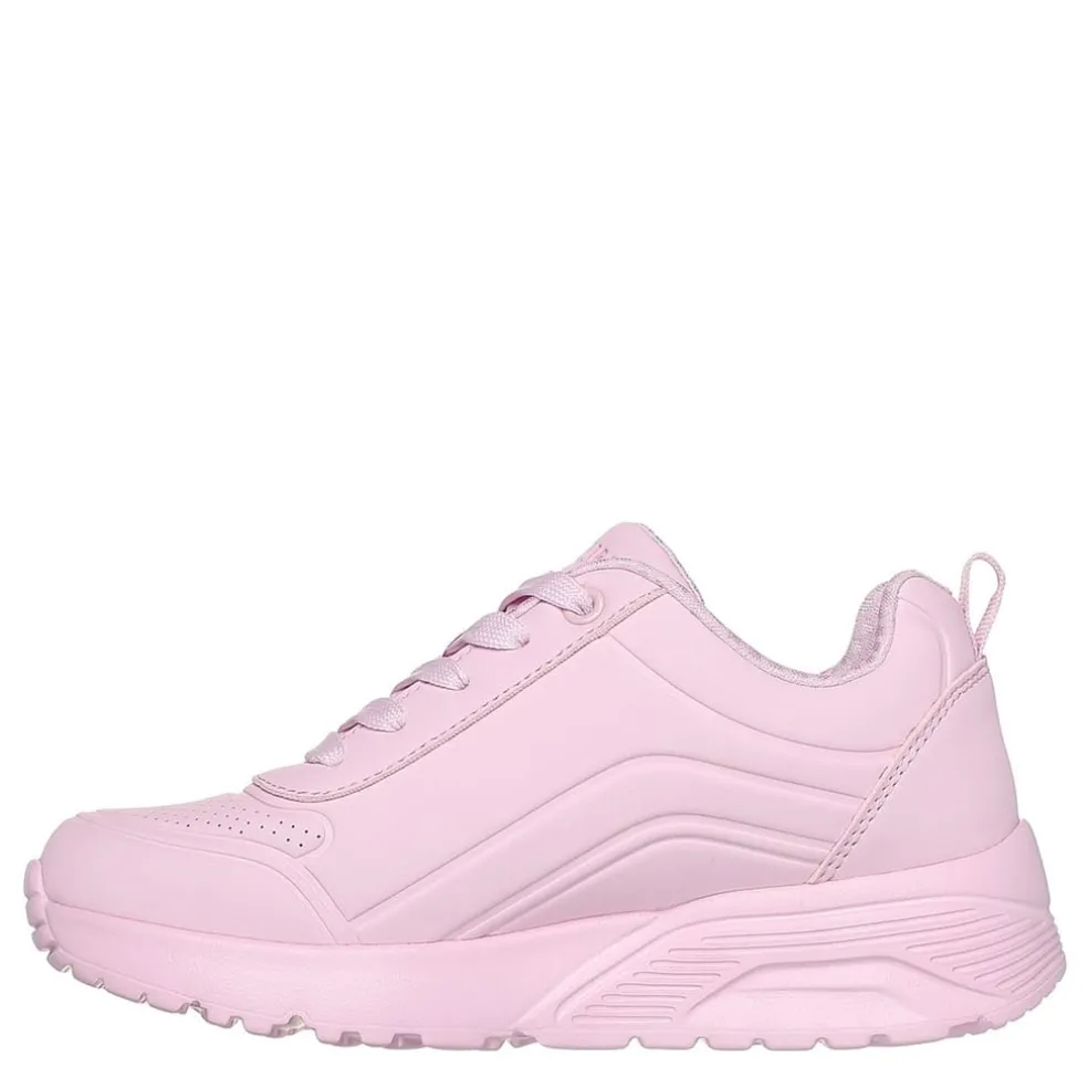 Skechers Monochromatic Lace Up Sneaker W Qua Low Top Trainers Girls in Pink