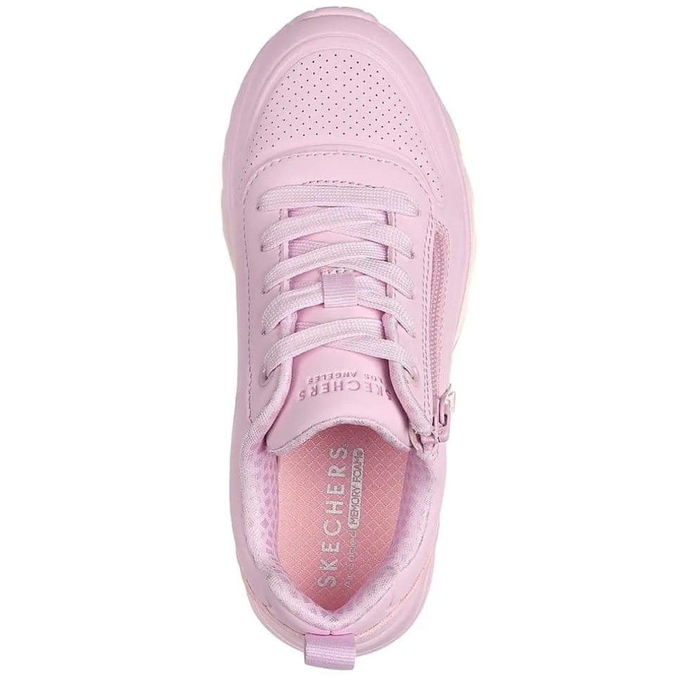 Skechers Monochromatic Lace Up Sneaker W Qua Low Top Trainers Girls in Pink