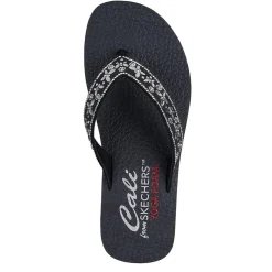 Skechers Womens Butterfly And Flower Gem Thong W Yo Flip Flops in Black