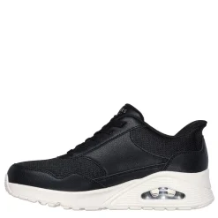 Skechers Womens Duraleather And Mesh Slip Ins Fashion Low Top Trainers in Black