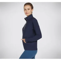 Skechers Womens Goluxe Rib 1 4 Zip Fleece in Blue