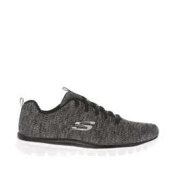 Skechers Womens Graceful - Twisted Fortune Trainers in Black-White
