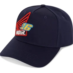 Societe Noir Racer Snapback Cap with Lettering in Blue