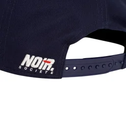 Societe Noir Racer Snapback Cap with Lettering in Blue