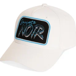 Societe Noir Script Lettering Snapback Cap in White