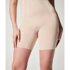 Spanx Firm Control High Waisted Mid Thigh Shorts in Beige