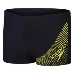 Speedo Boys Medley Logo Aquashorts in Black yellow