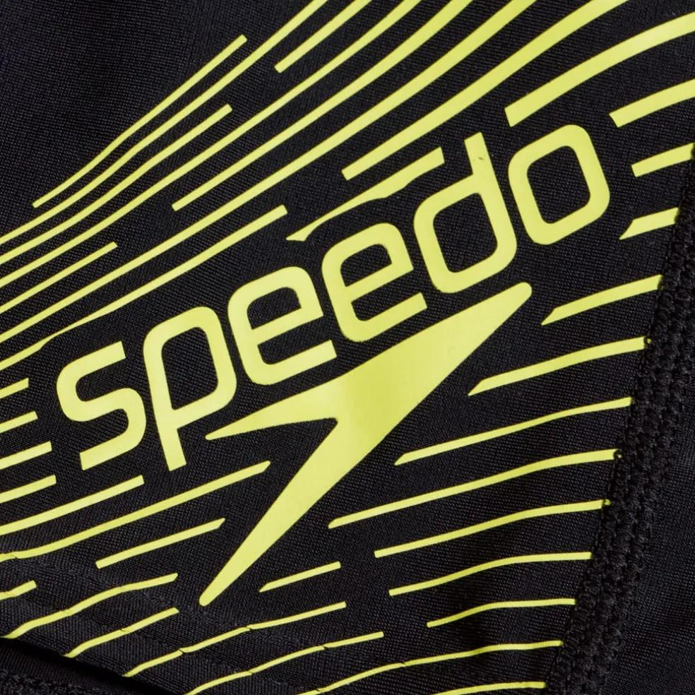 Speedo Boys Medley Logo Aquashorts in Black yellow
