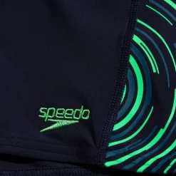Speedo Boys Plastisol Aquashorts in navy green