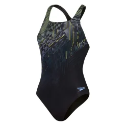 Speedo Graphic Print One-Piece Swimsuit in Black