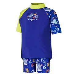 Speedo Infants Digital Short Sleeve Rash Set in Blue yellow