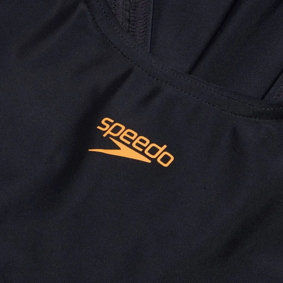 Speedo Juniors Placement Muscleback 1 Piece Swimsuit in Black