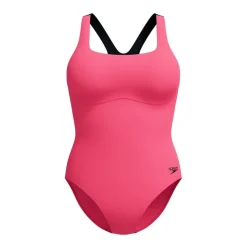 Speedo Womens Flex Band Swimsuit With Built In Swim Bra in Pink
