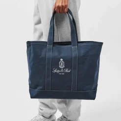 Sporty and Rich Sporty Vendome Tote with Detachable Strap in Blue