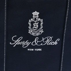 Sporty and Rich Sporty Vendome Tote with Detachable Strap in Blue