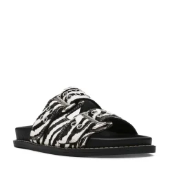 Steve Madden Agent Zebra Pool Slides in Black