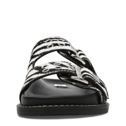 Steve Madden Agent Zebra Pool Slides in Black