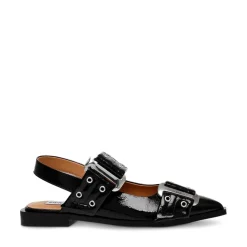 Steve Madden Ave Buckle Block Heel Ballet Pumps in Black