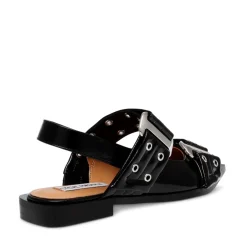 Steve Madden Ave Buckle Block Heel Ballet Pumps in Black