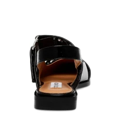 Steve Madden Ave Buckle Block Heel Ballet Pumps in Black