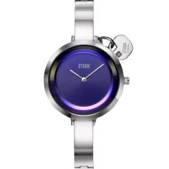 Storm Mera Siver Lazer Blue Stainless Steel Quartz Watch in White