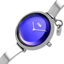 Storm Mera Siver Lazer Blue Stainless Steel Quartz Watch in White