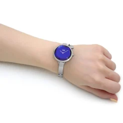 Storm Mera Siver Lazer Blue Stainless Steel Quartz Watch in White