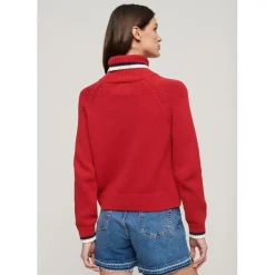Superdry USA Flag Turtleneck Relaxed Sweater in Red