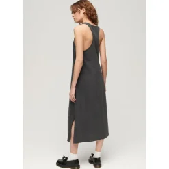 Superdry V Neck Relaxed Fit Sleeveless Top in Black